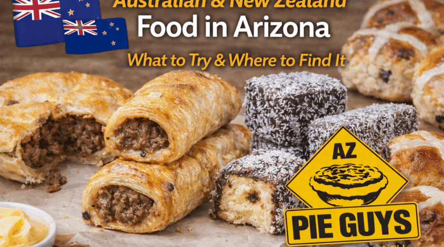 Australian and New Zealand food in Arizona including meat pies sausage rolls and lamingtons